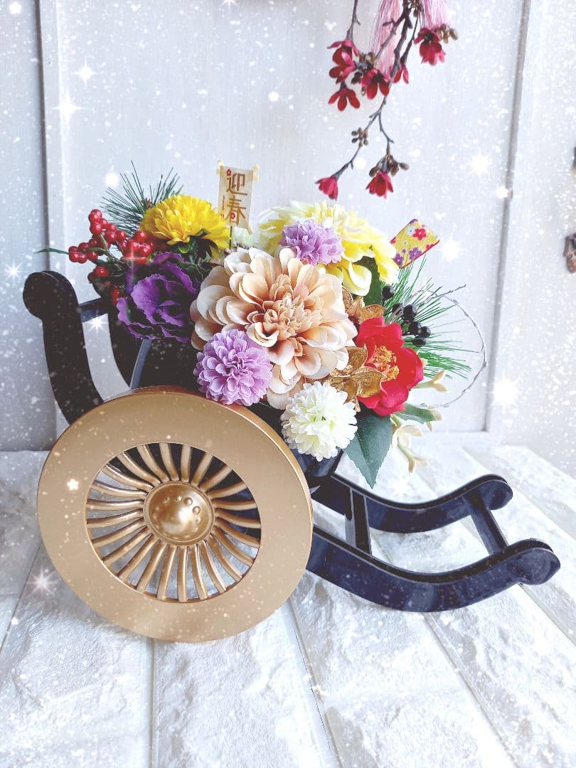 ★お値下げしました！★❤海外のお友達に！❤ ✨大きめお正月御所車アレンジ✨