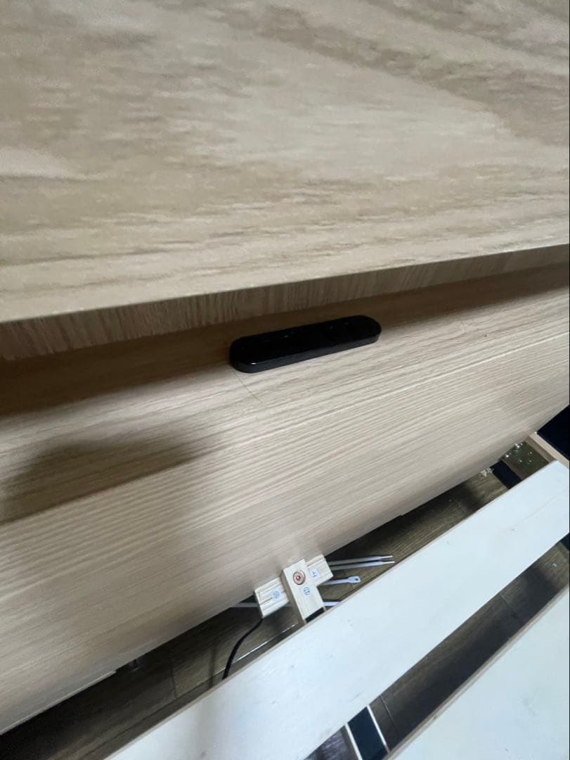 シングルベッド ブラウン×ホワイト ライト付き