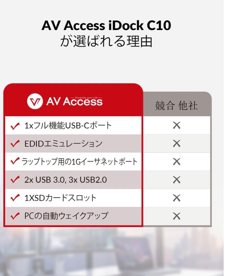AV Access KVM スイッチ iDock C10 万能な12-in-1