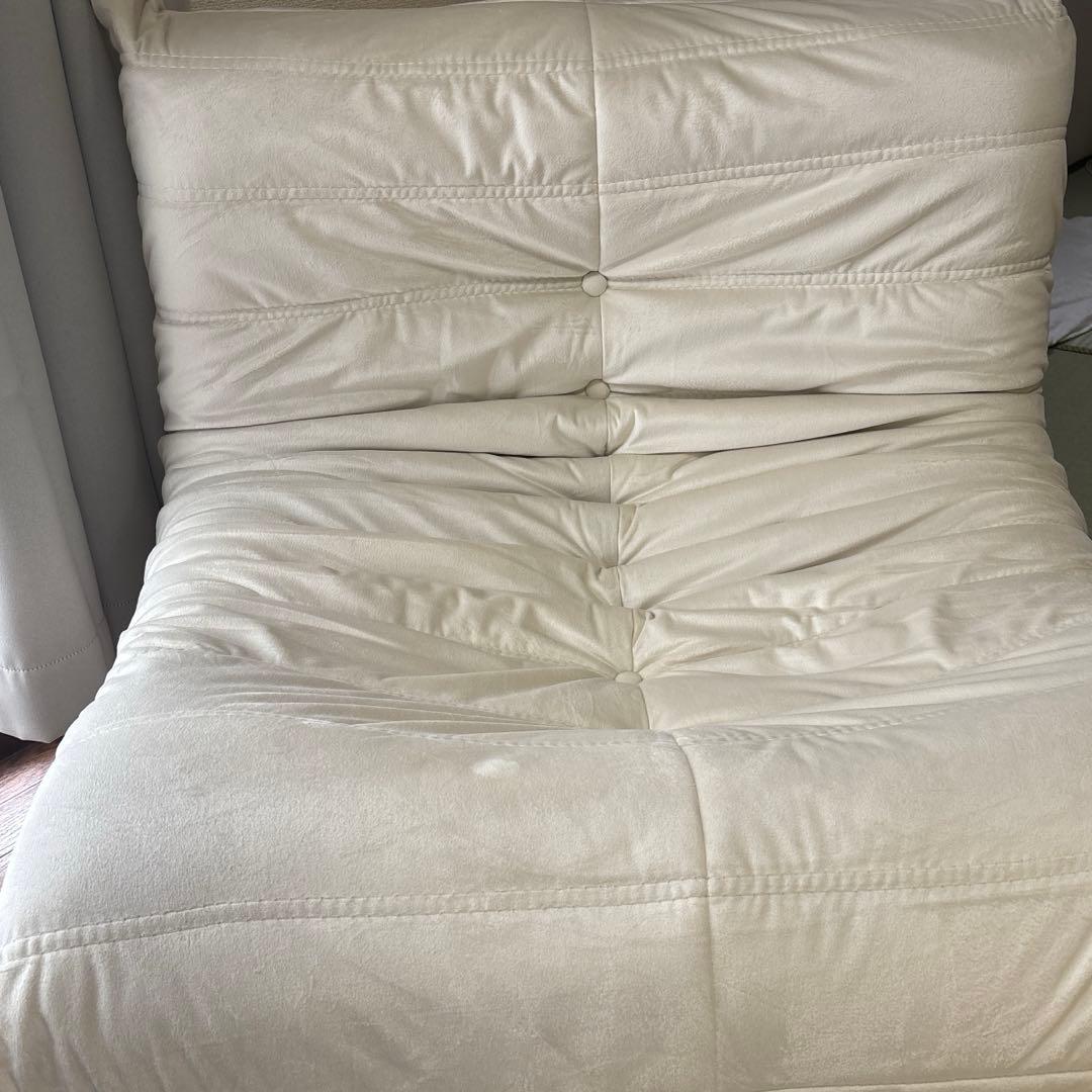 クッションソファ レイジーソファチェアホワイト 70x93x95cm