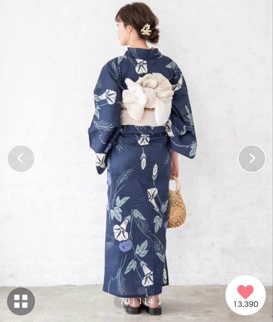 「ゆかた館グレースこだわり浴衣5点セット」＋「帯締め&帯留め」　計7点セット