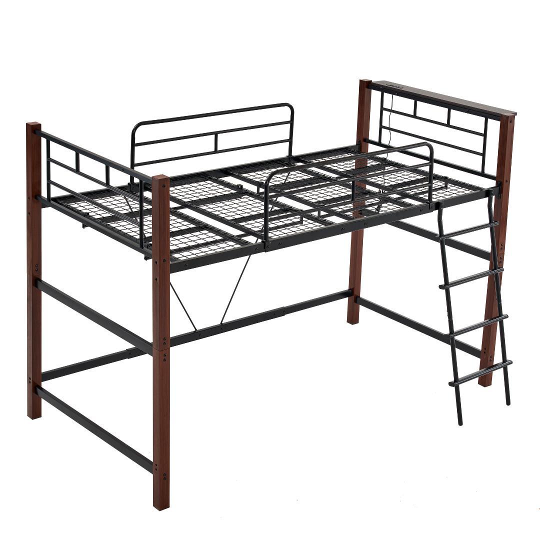 【高さ140cm】ロフトベッド パイプベッド S 耐荷重150kg BLACK