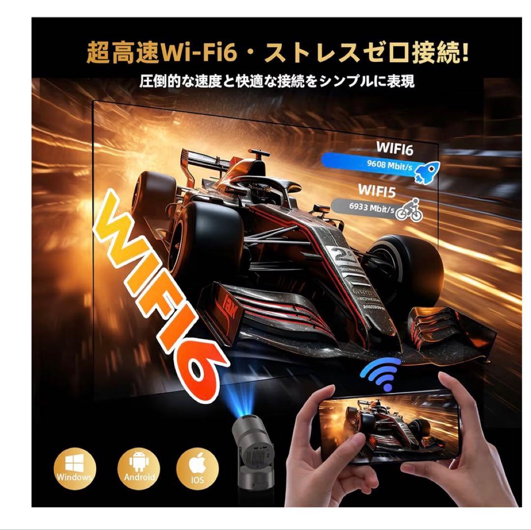 2026最新　プロジェクター 小型 バッテリー内蔵 AndroidTV 天井投影