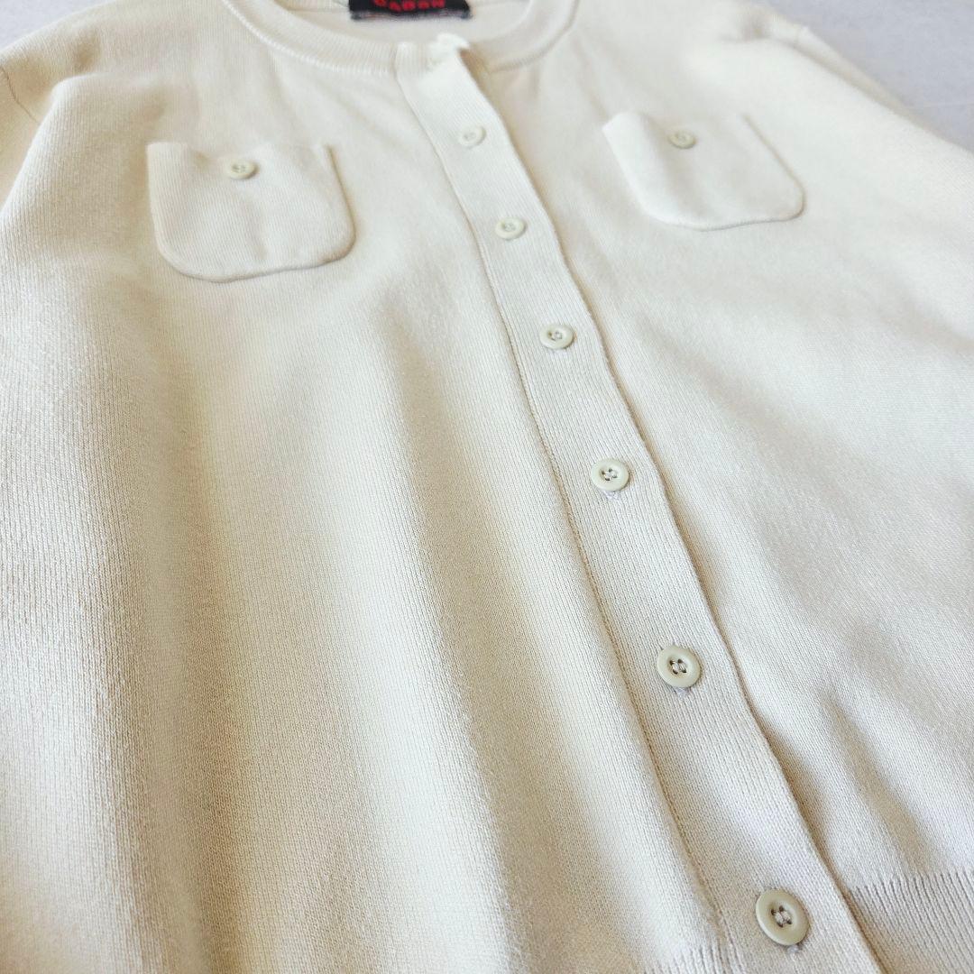 CABaN コットンカシミヤクルーネックカーディガン アイボリー S
