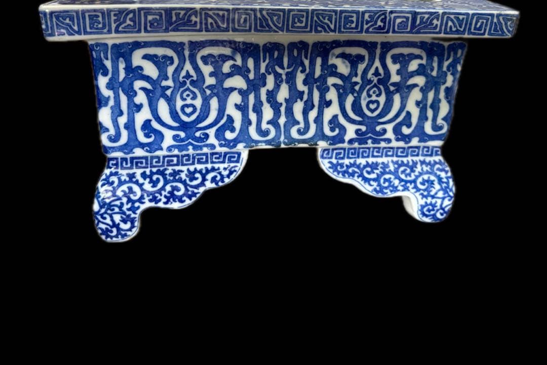 染付 大型水盤 45cm 花器 盆栽鉢 植木鉢 水石鉢