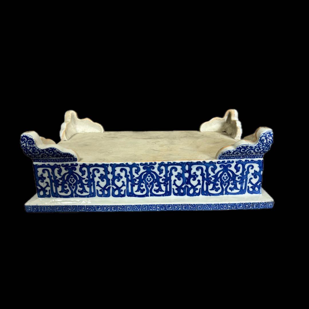 染付 大型水盤 45cm 花器 盆栽鉢 植木鉢 水石鉢