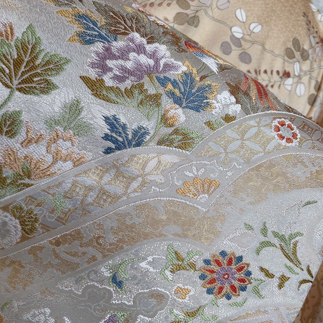 訪問着　フルセット　菊　豪華　手刺繍　金駒刺繍　金彩　綸子　入学式　卒業式　H1