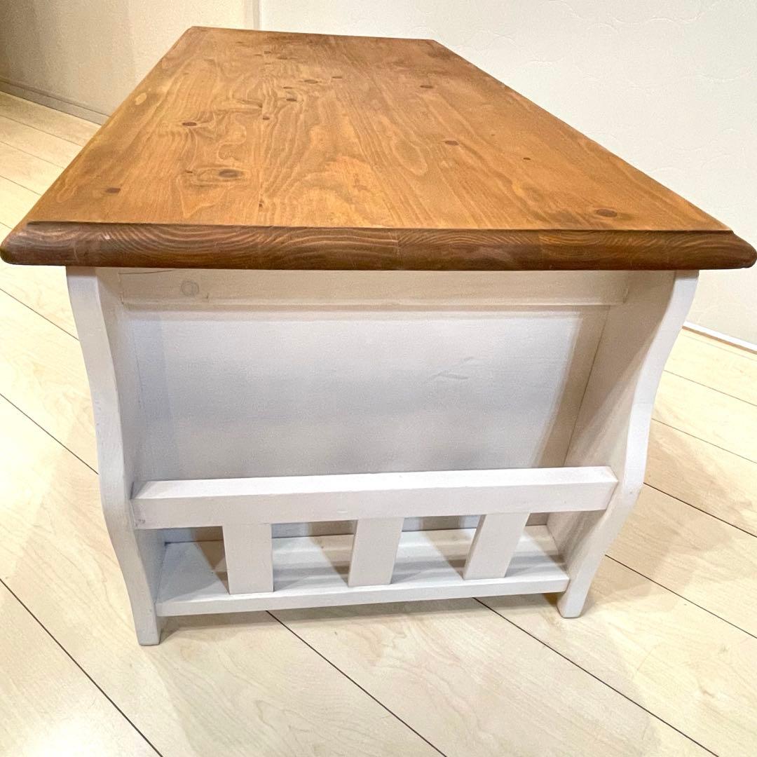 天然木 ローテーブル 引き出し付 マガジンラック カントリー ナチュラル 北欧