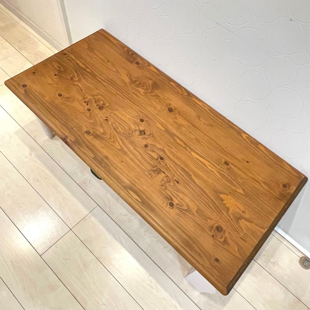 天然木 ローテーブル 引き出し付 マガジンラック カントリー ナチュラル 北欧