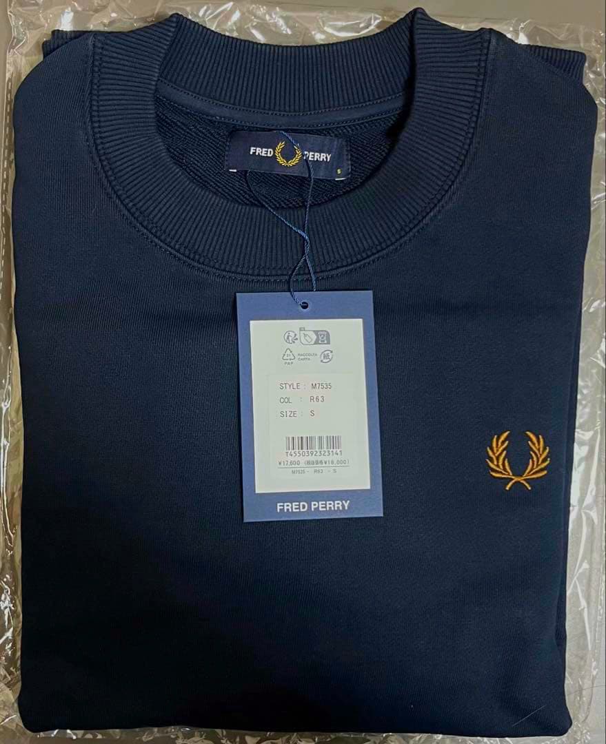 FRED PERRY/フレッドペリークルーネック スウェットトレーナーネイビーS
