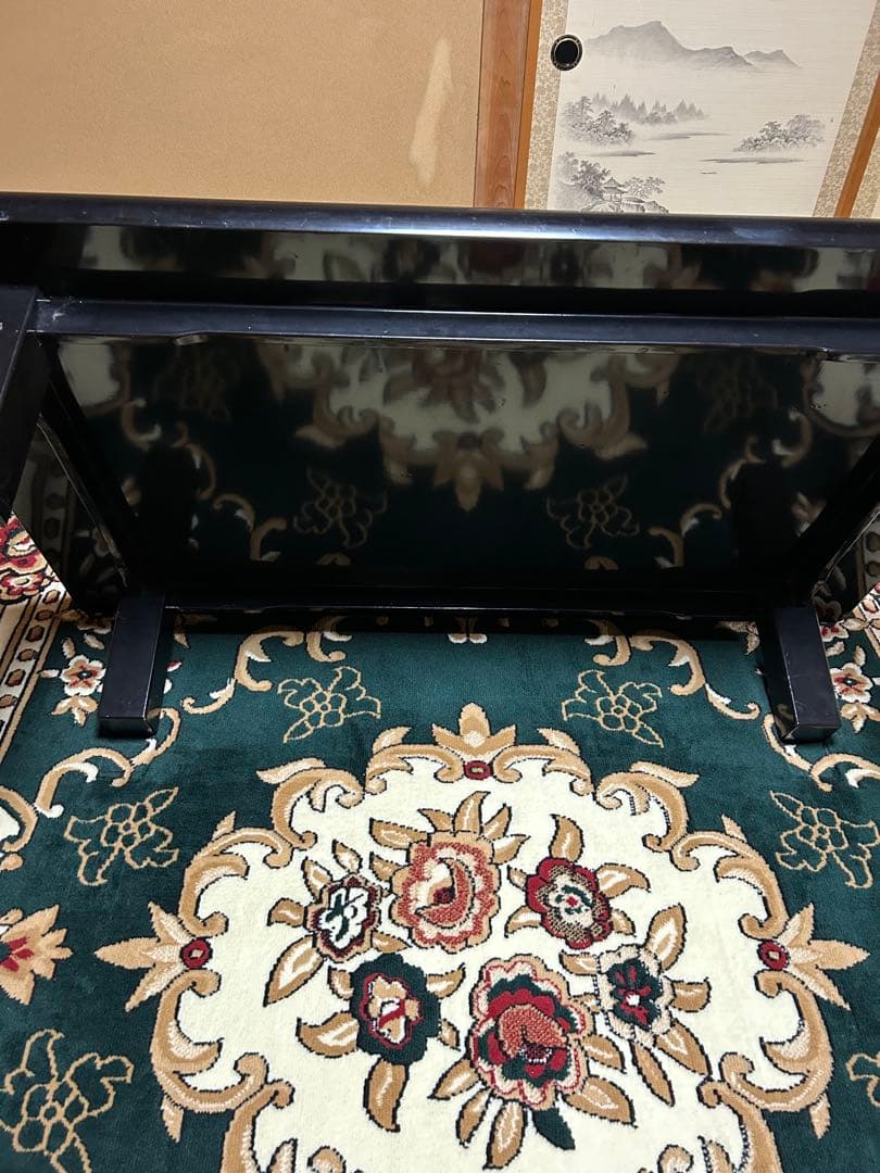 座卓　漆塗り　木曽漆　沈金