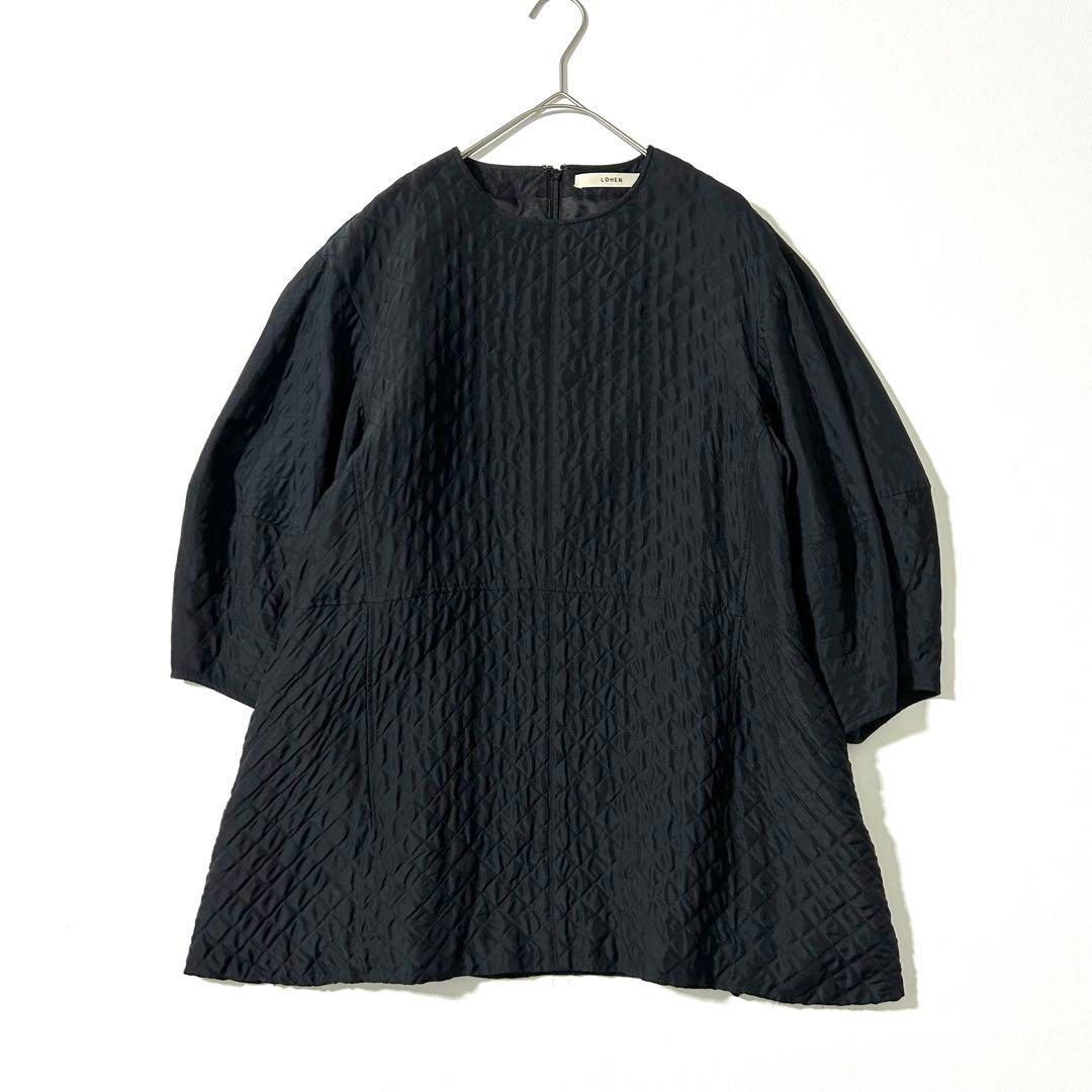 3161y美品 ローヘン キルティングプルオーバーブラウス 黒 M ウール