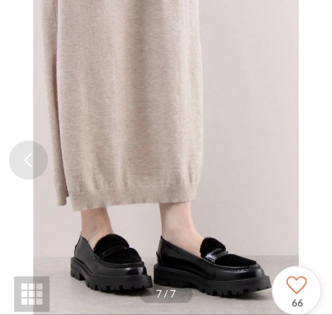 ARTESANOS黒 レザー ファー 厚底ローファー 新品未使用