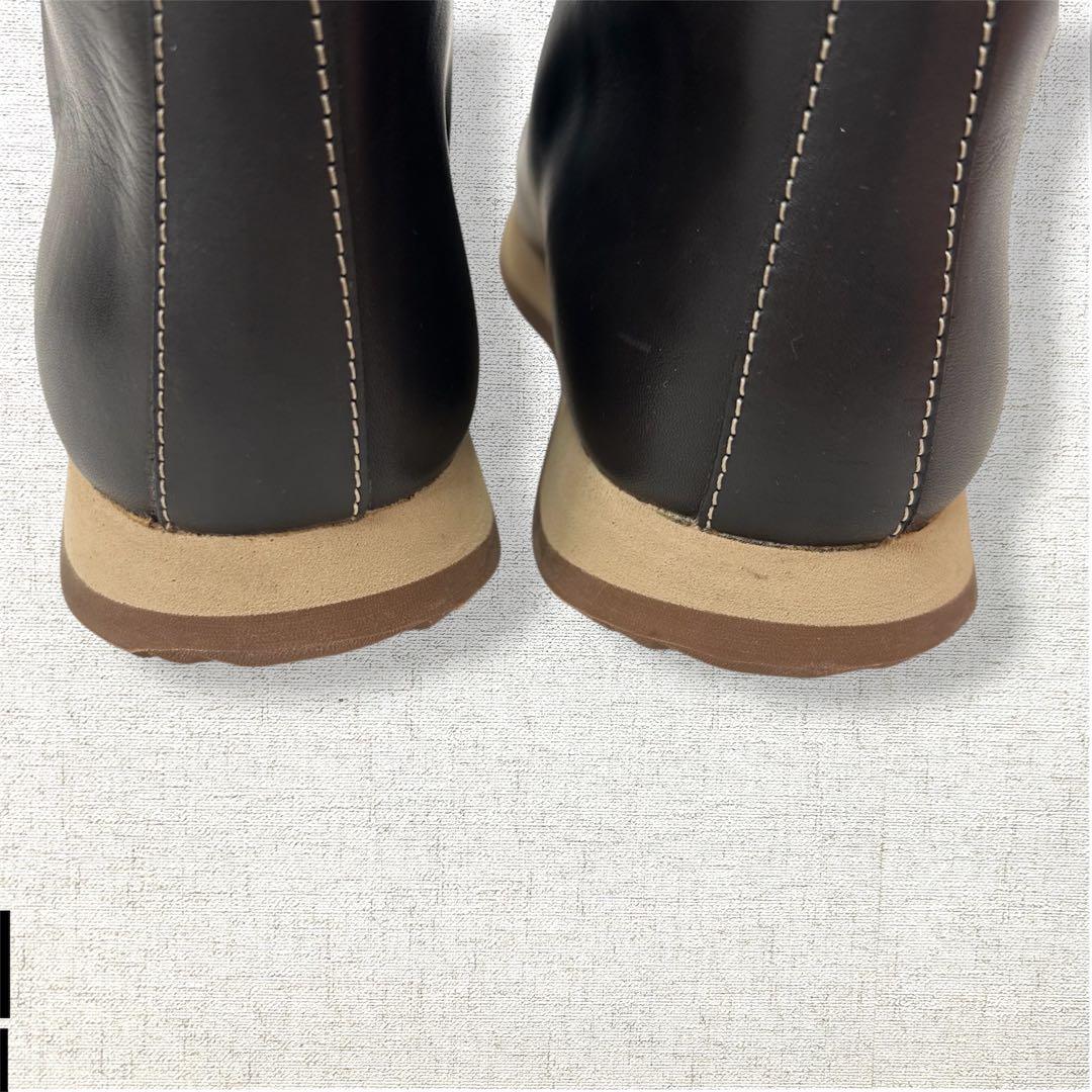 未使用級　ロゴ刻印　HERMES ロングブーツ　レインブーツ　オールレザー　37