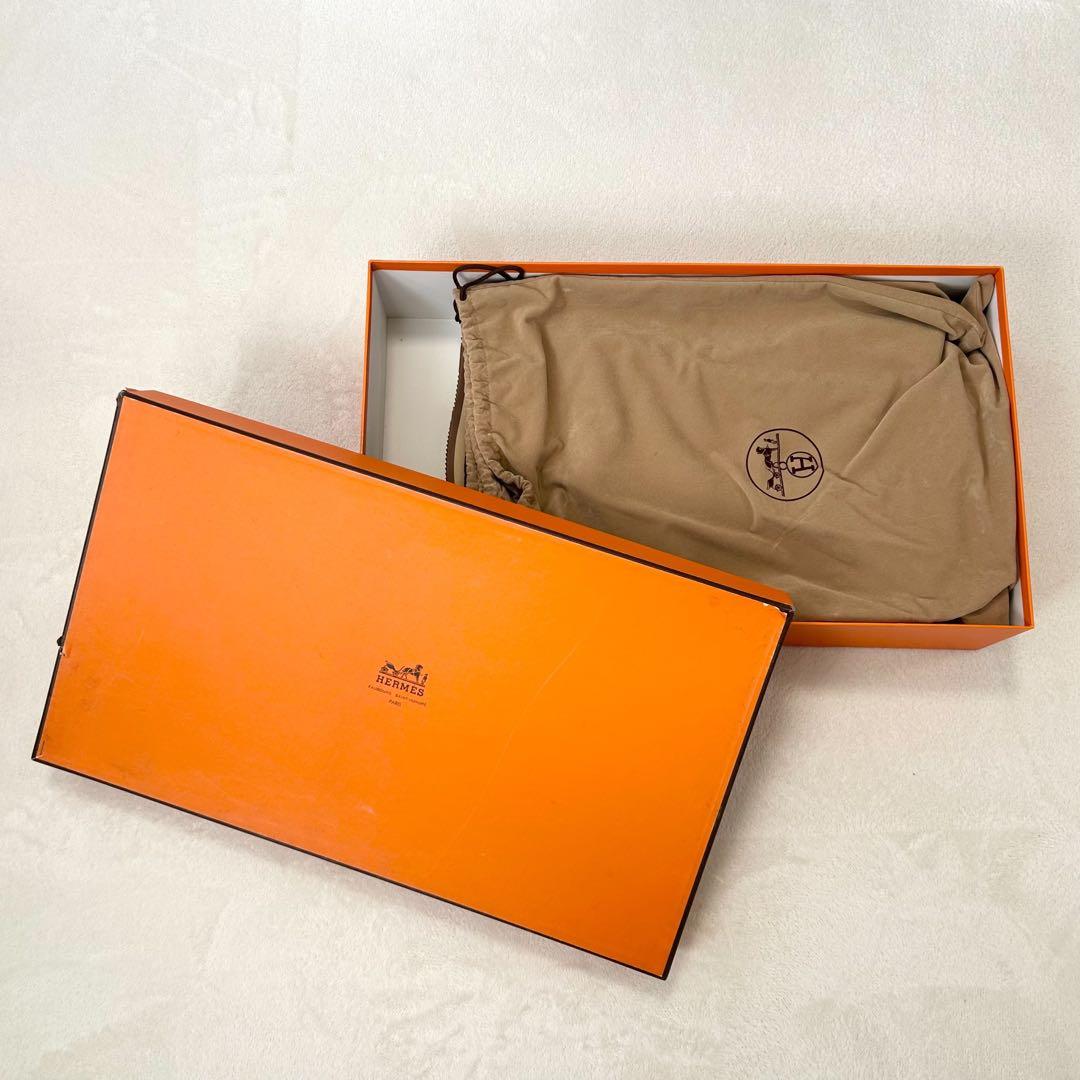 未使用級　ロゴ刻印　HERMES ロングブーツ　レインブーツ　オールレザー　37