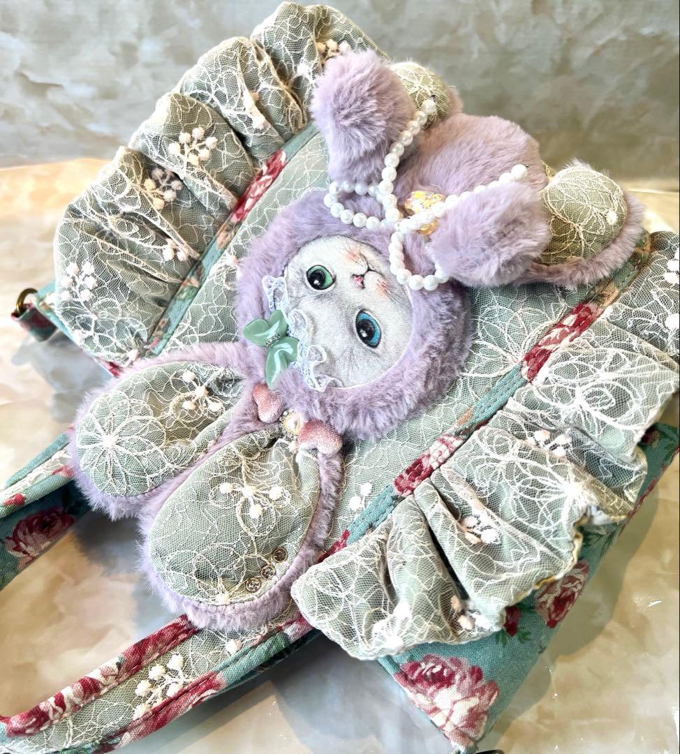 コヤンイサムチョン　アンティックローズ/ラメレース　ふんわりフリルバッグ