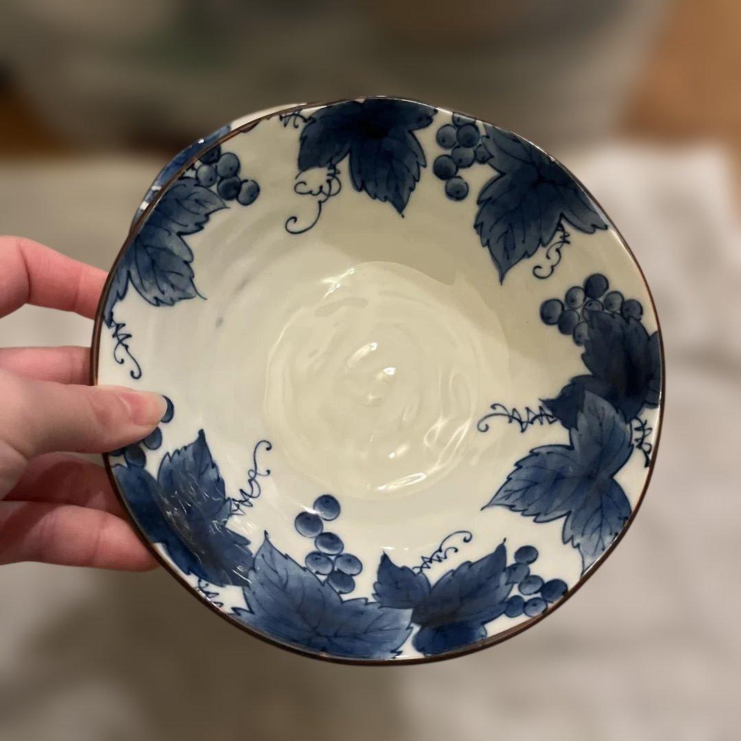 【たち吉】青いブドウ模様の陶器皿（17枚）※バラ売り可