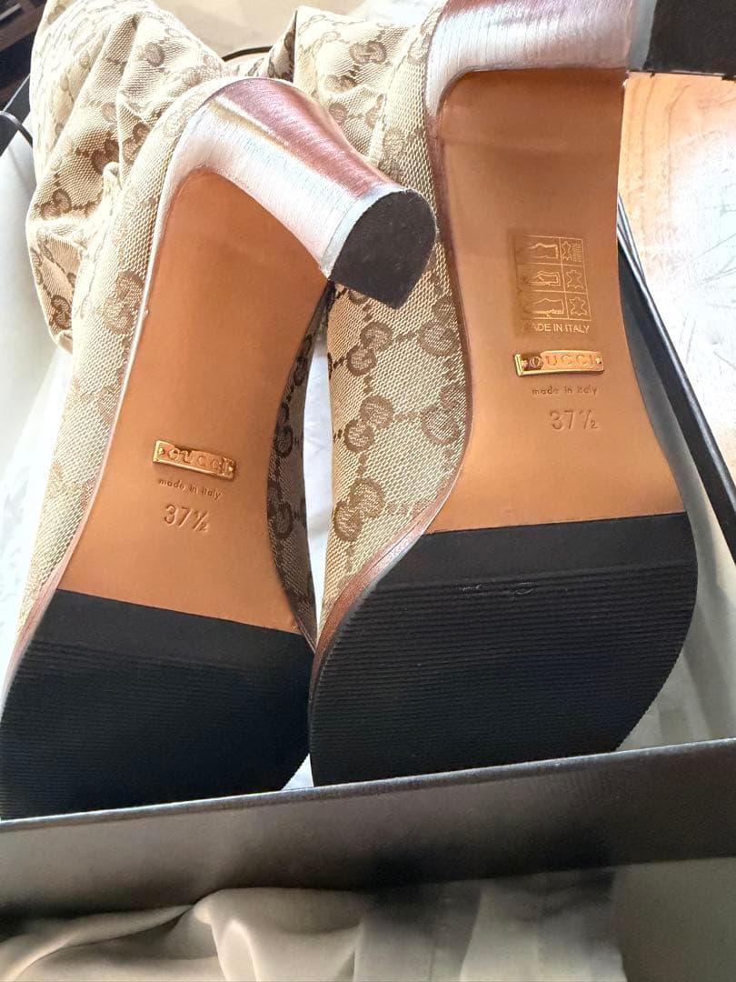 【美品】GUCCI　GG総柄ロングヒールブーツ