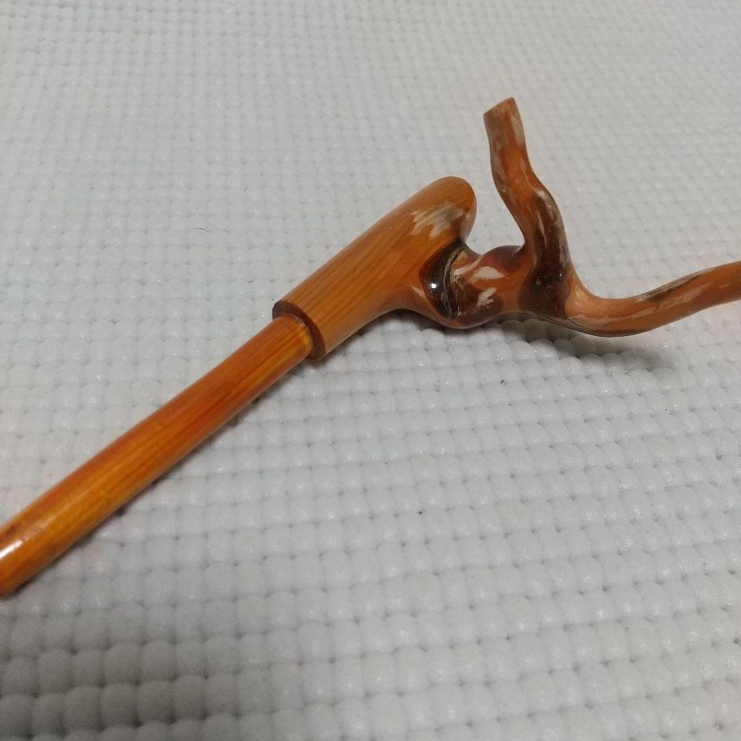 有働印〈19cm弓型万力＆竿枕〉初期？檜葉？ 一部補修 NCNR