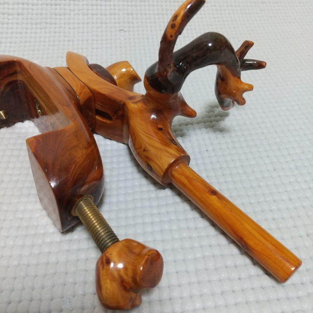 有働印〈19cm弓型万力＆竿枕〉初期？檜葉？ 一部補修 NCNR