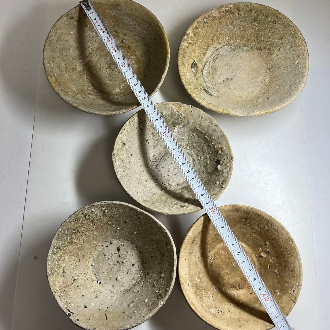 専用　鎌倉時代　山茶碗5客　口径約14~15.5㎝　東Y7-1225③タエカ