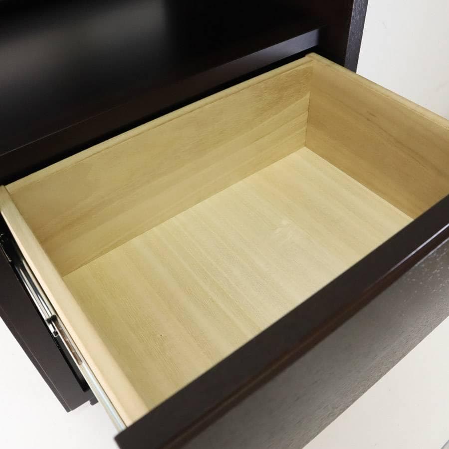 値下フランスベッド ナイトテーブル ダークブラウン 日本製 コンセント＆引出付2