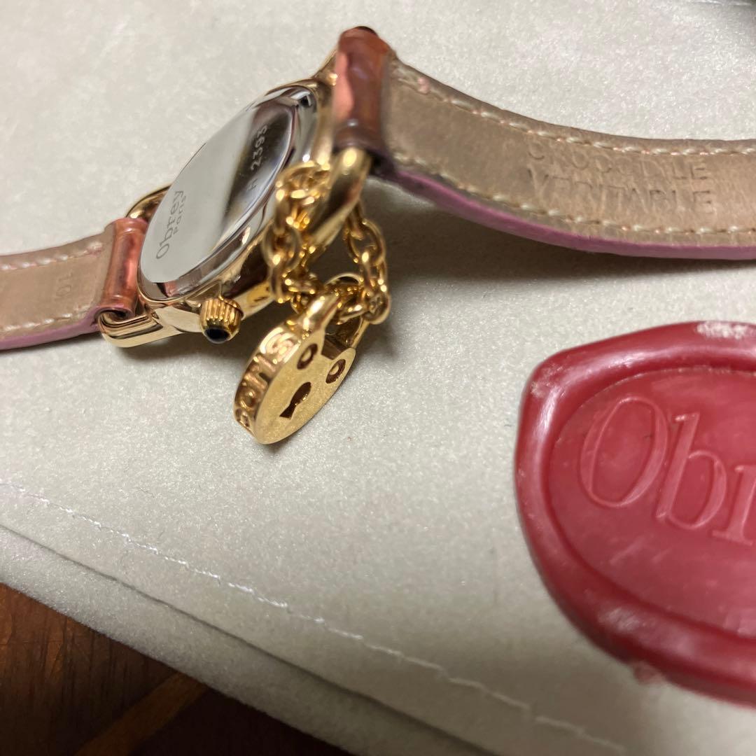 稼動中！Obray腕時計 チャーム付 ヴェルメイユ アラビア文字 シルバー 純正