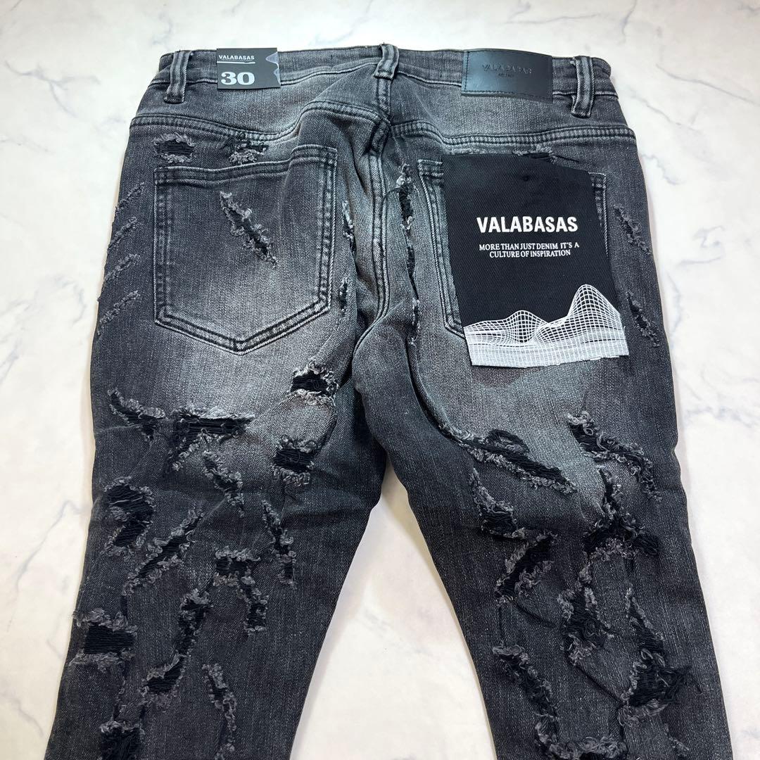 バラバサスvalabasas ハードクラッシュストレッチフレア グレーデニム30