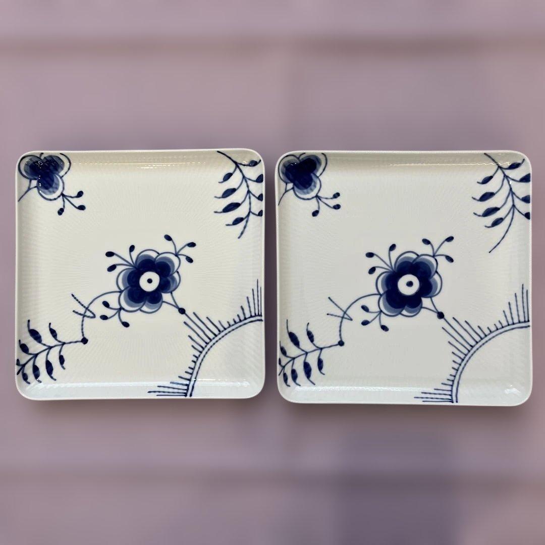 【ロイヤルコペンハーゲン】ブルーフルーテッド　メガ　スクエアプレート　4枚