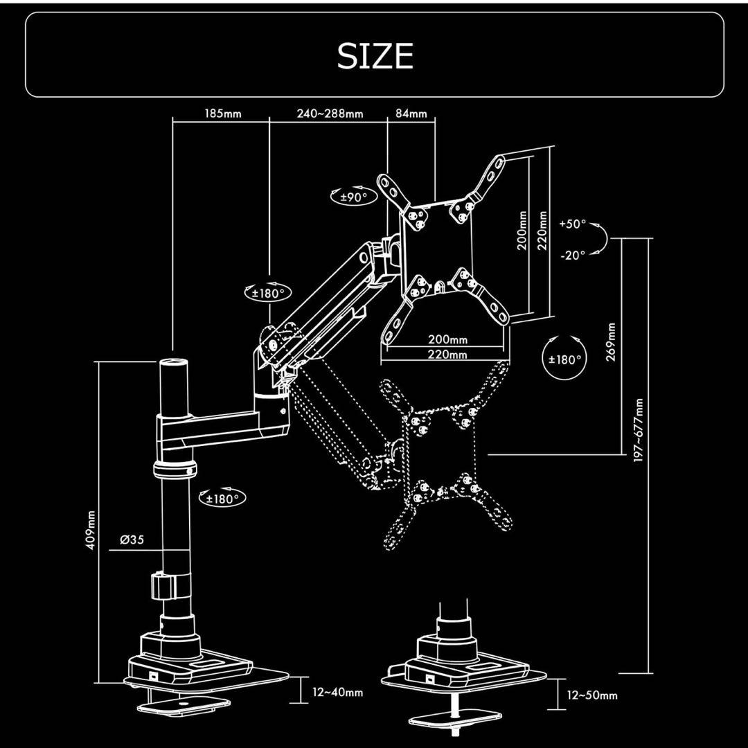 Bauhutte (バウヒュッテ) モニターアーム BMA-1TG-BK