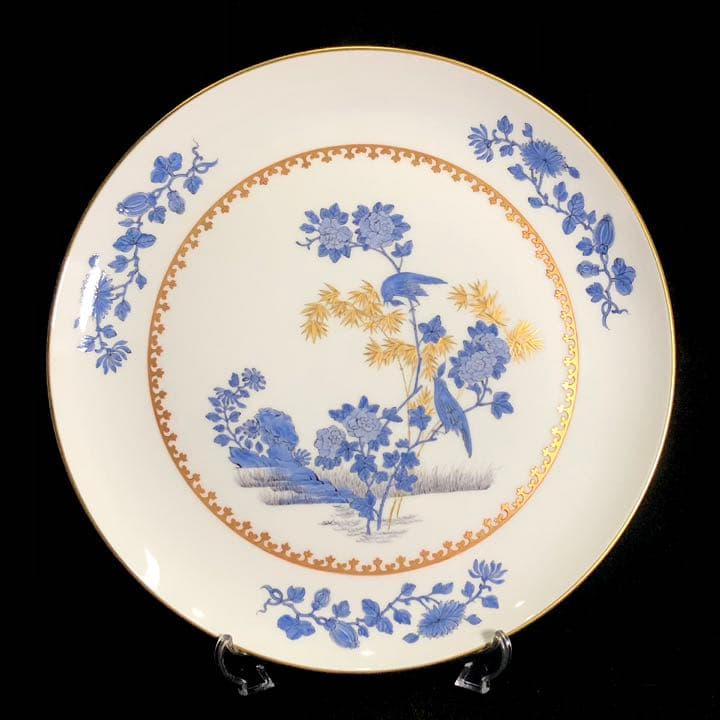 Meisseマイセン/極稀少1級品 化粧箱付「青い鳥と金の竹」28cm飾り皿