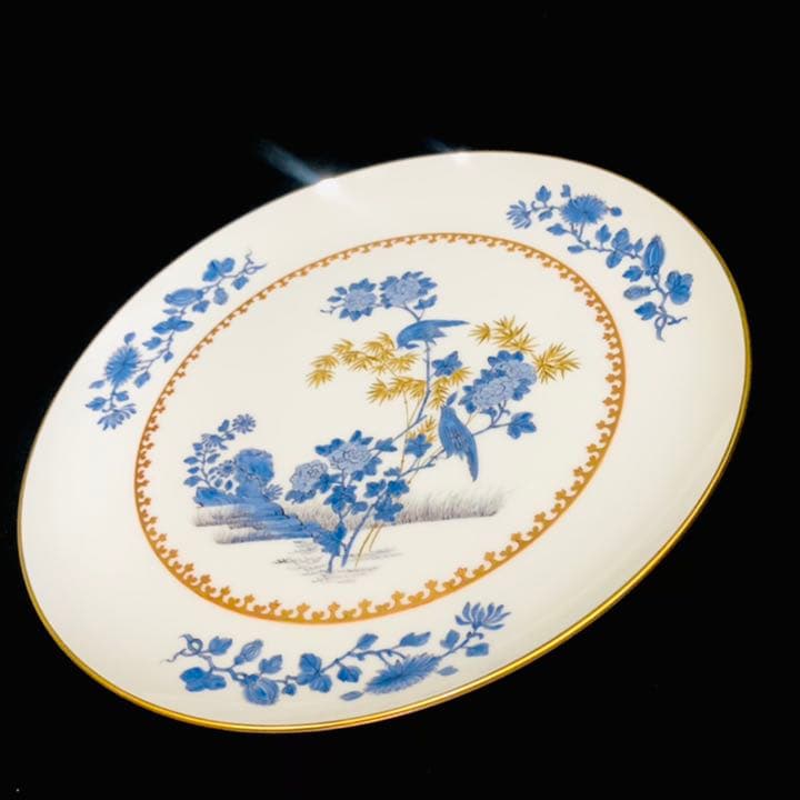 Meisseマイセン/極稀少1級品 化粧箱付「青い鳥と金の竹」28cm飾り皿