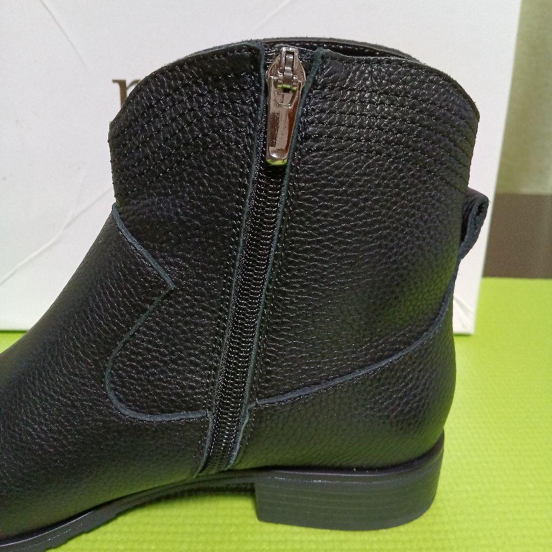 新品未使用【nouer 】牛革・黒 ジッパーショートブーツ・ヤマダヤ・24cm