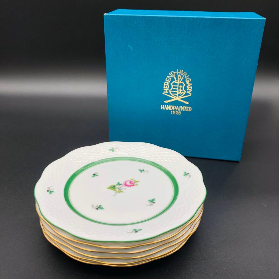 R【未使用品】HEREND ヘレンド 洋食器 ウィーンの薔薇　プレートセット