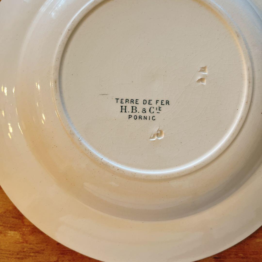 ショワジールロワ　淡いグリーンが素敵な花柄のスーププレート