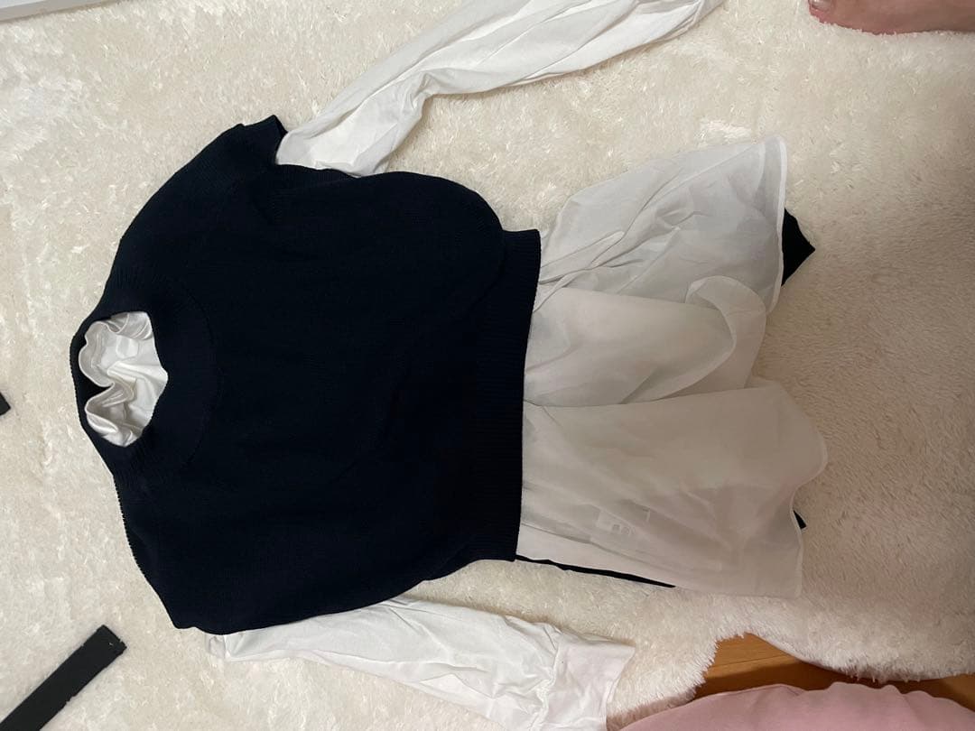 クレストブリッジ　ニット　ブラウス セットアップ　ネイビー　38