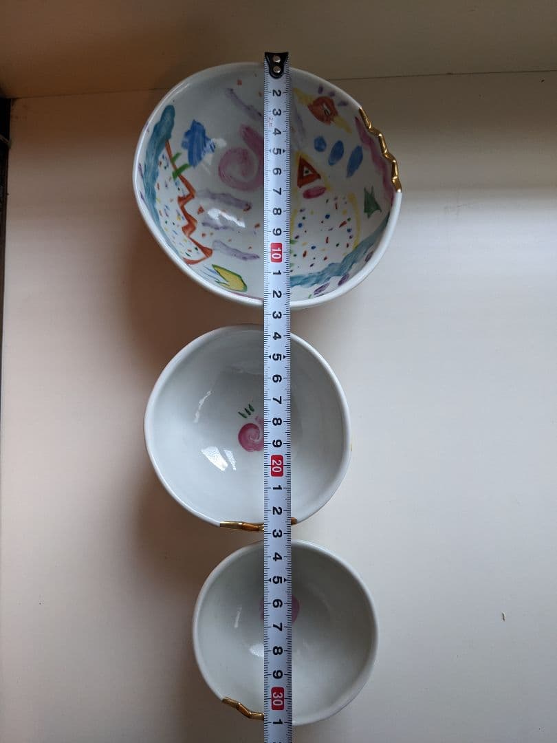ポップなお茶碗　jun kawaguchi ボウル　３点　磁器