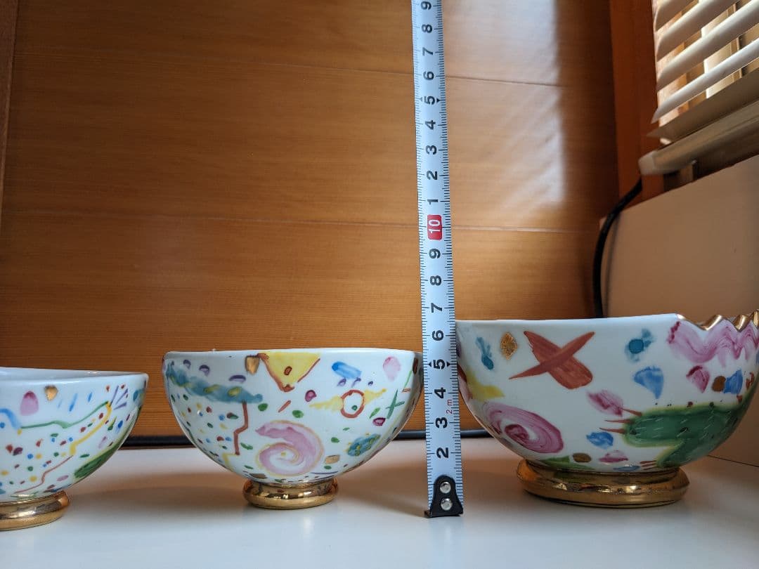 ポップなお茶碗　jun kawaguchi ボウル　３点　磁器