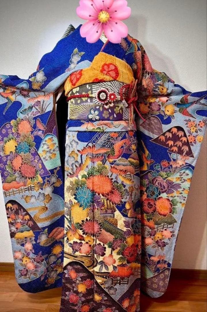 唯一無二！　新品同様　きぬたや　振袖　落款あり　正絹　総絞り　長襦袢とのセット