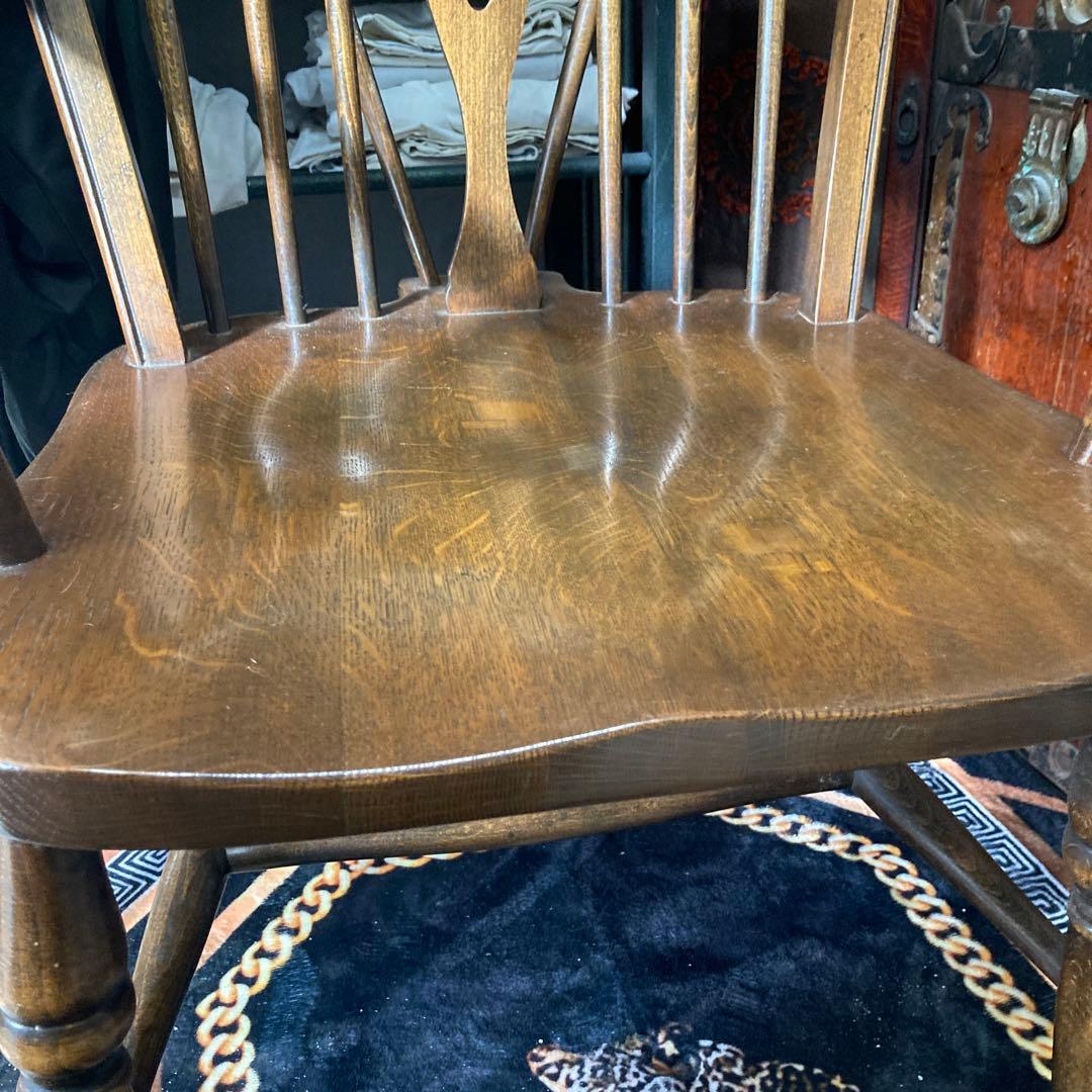 ⭐️英国木製ホイールバックアームチェア　イギリスアンティーク