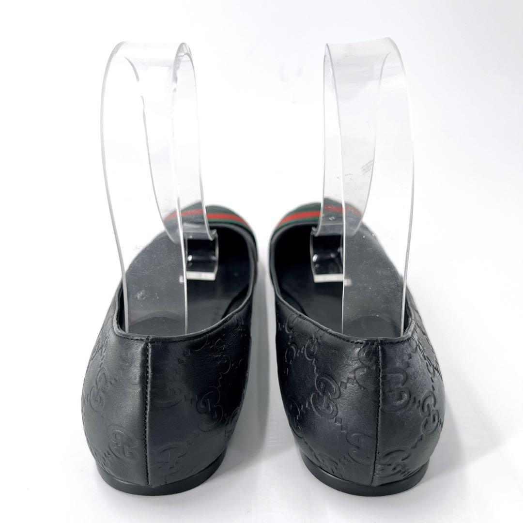 グッチ　フラットパンプス　シマ　シェリーライン　バレエシューズ　黒　38 1/2