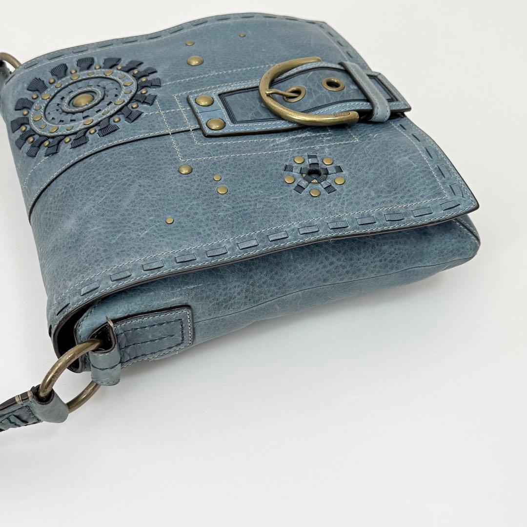 COACH ショルダーバッグ スタッズ カットワーク ブルー ヴィンテージ
