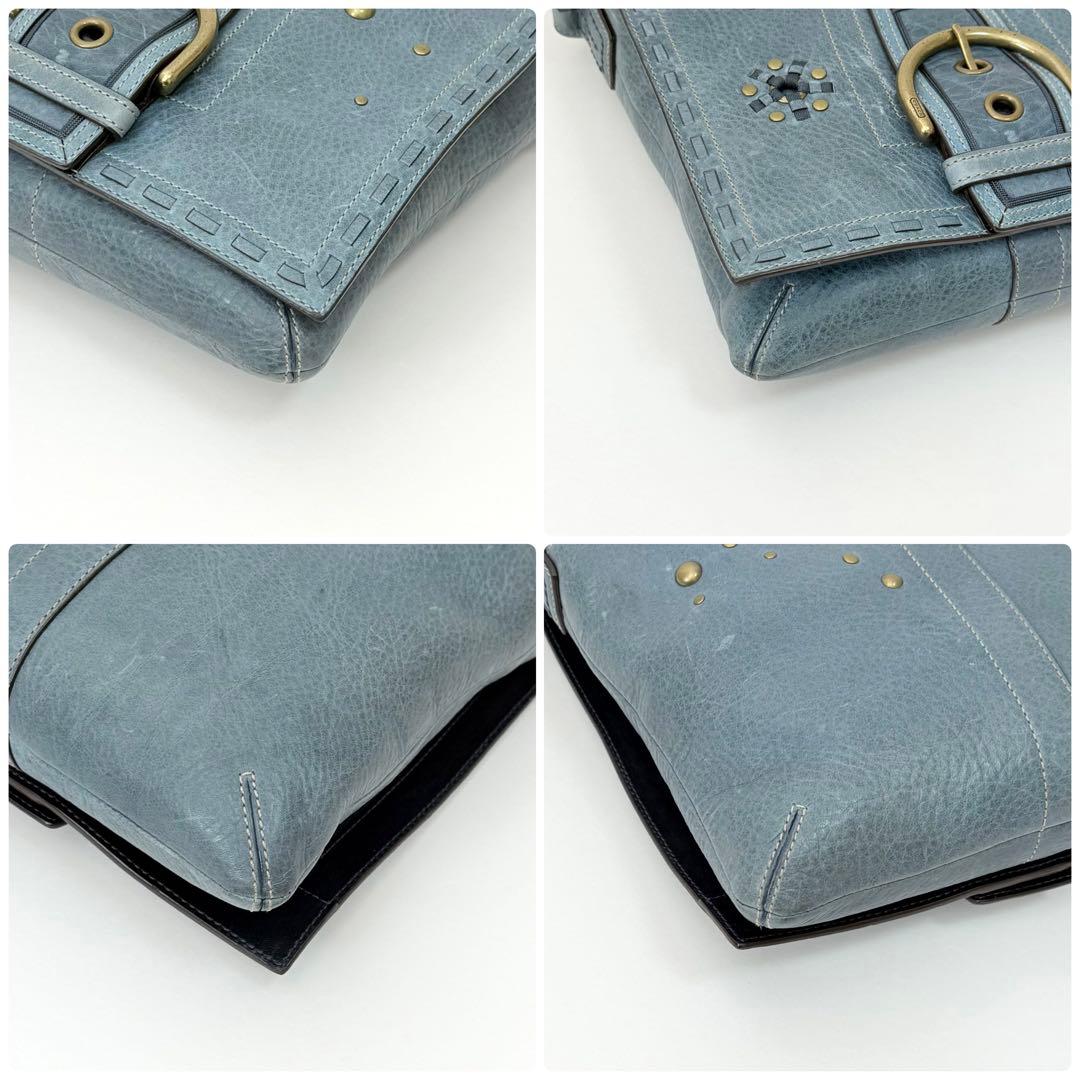 COACH ショルダーバッグ スタッズ カットワーク ブルー ヴィンテージ