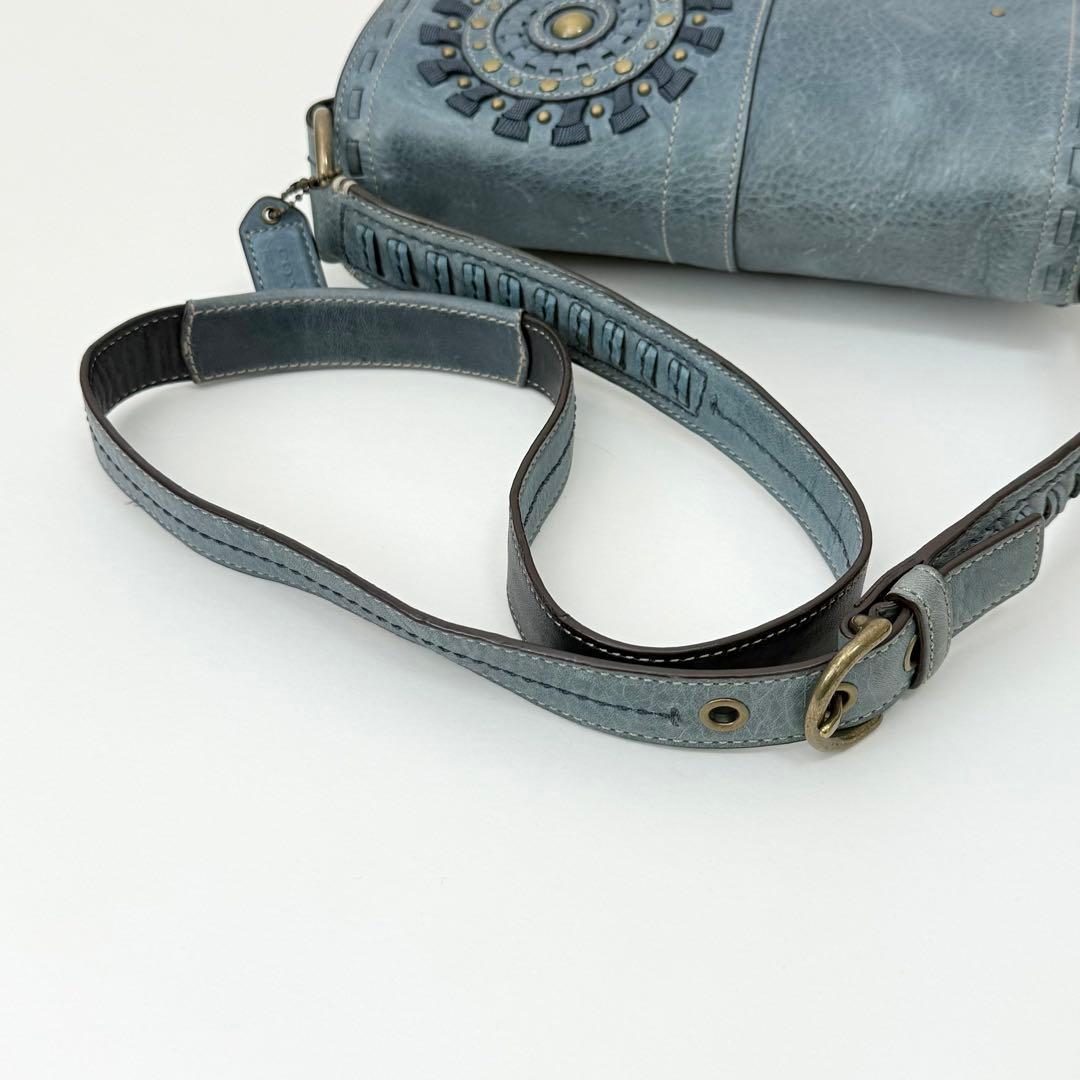 COACH ショルダーバッグ スタッズ カットワーク ブルー ヴィンテージ