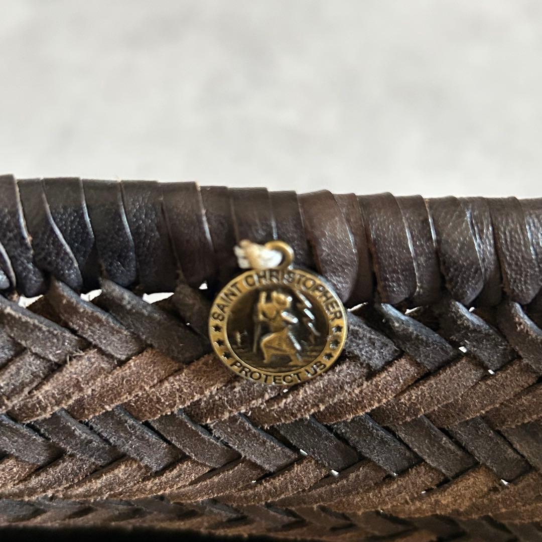 美品ドラゴンDragon メッシュバッグトートバッグレザー肩掛けダークブラウン