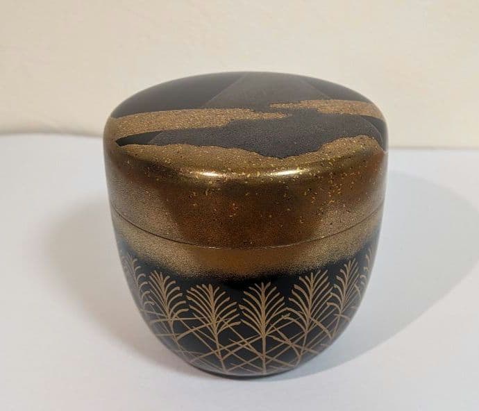 『武蔵野蒔絵』清水博章作　清博　輪島塗　棗　茶道具　茶入　茶器　富士山　内銀溜