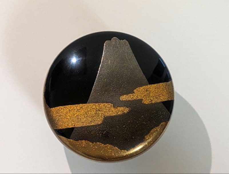 『武蔵野蒔絵』清水博章作　清博　輪島塗　棗　茶道具　茶入　茶器　富士山　内銀溜