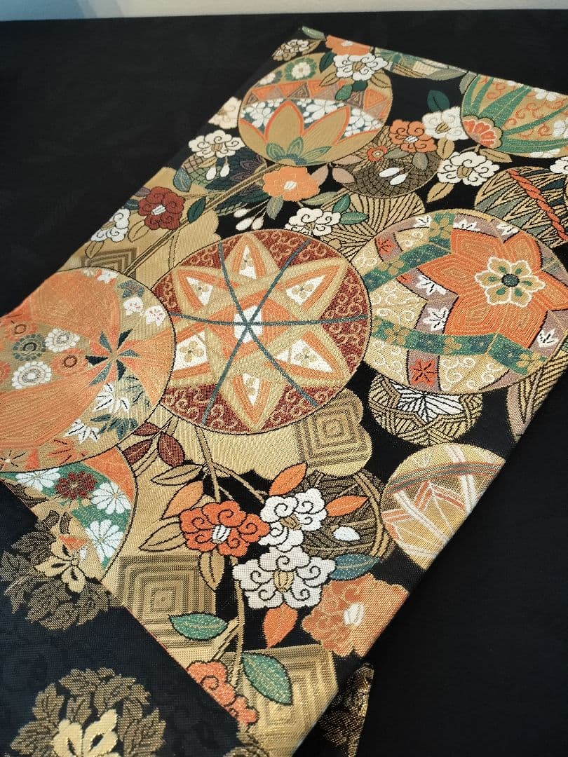 A745高級‼️ひな祭り‼️手毬模様‼️袋帯テーブルランナー2m16cm