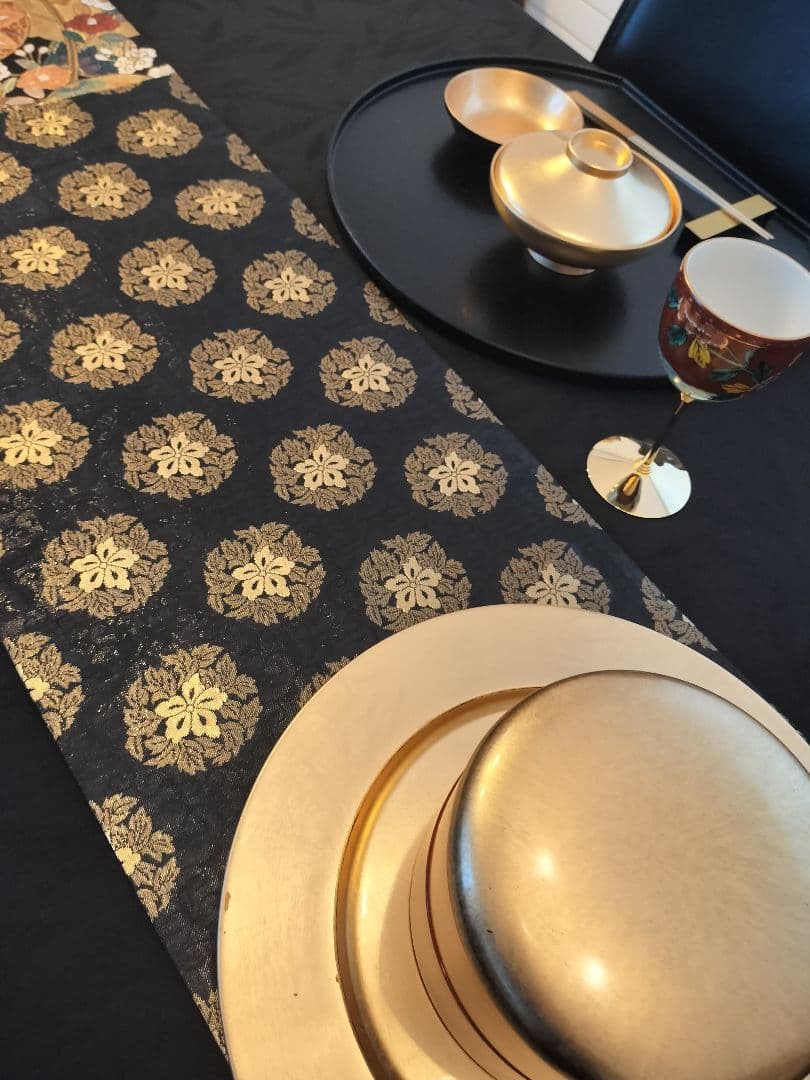 A745高級‼️ひな祭り‼️手毬模様‼️袋帯テーブルランナー2m16cm