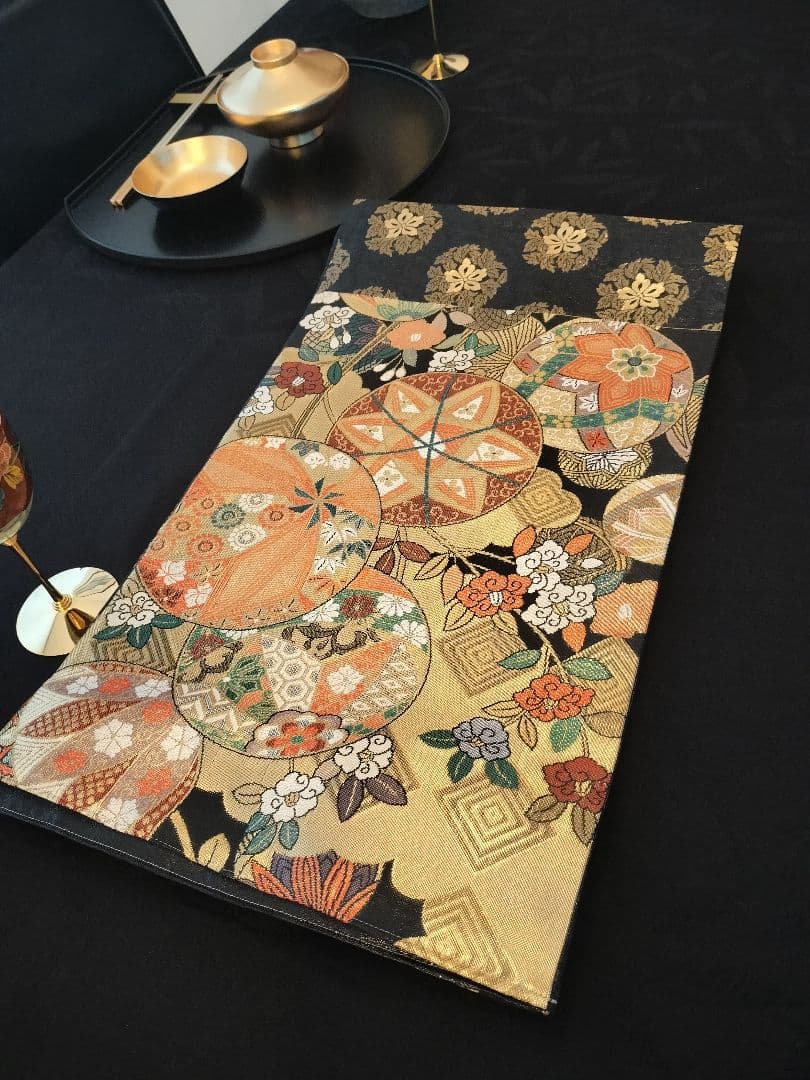 A745高級‼️ひな祭り‼️手毬模様‼️袋帯テーブルランナー2m16cm